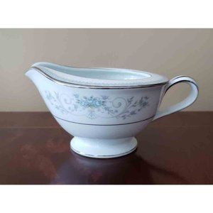 Noritake Japan Porcelain Creamer White Silver Blue Floral Colburn 6107